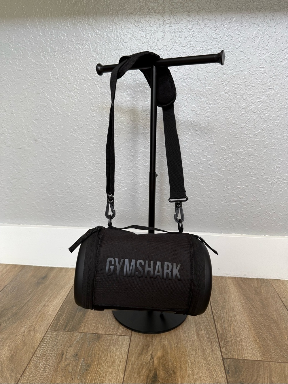 Gymshark Black Barrel Duffle with Removable Strap
